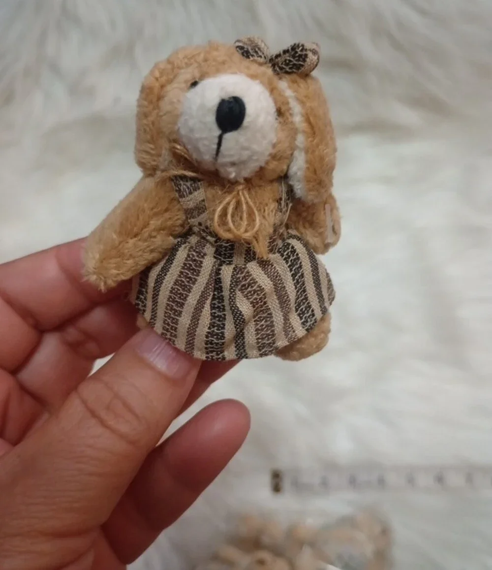 Cozy Town  Vintage Plush Beige Teddy Keychain Accessory  NWT.